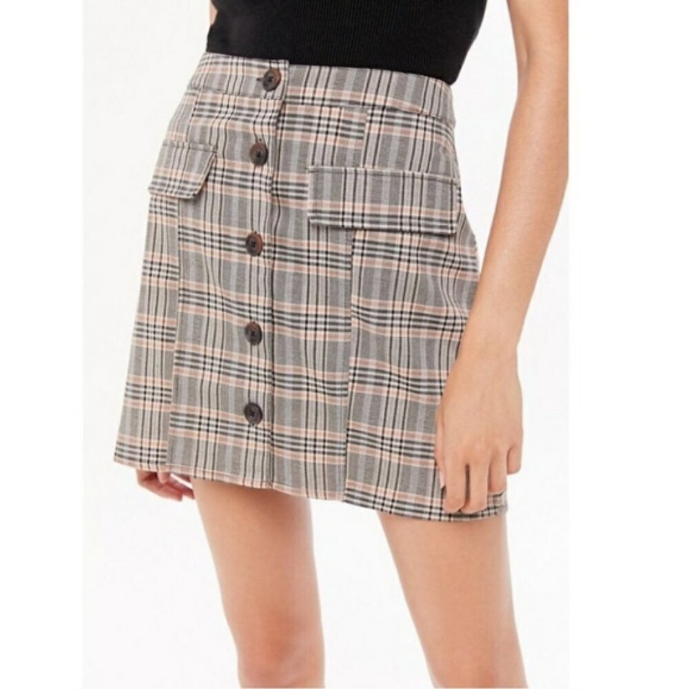 Urban Outfitters Pennsport Plaid Button-front Skirt
